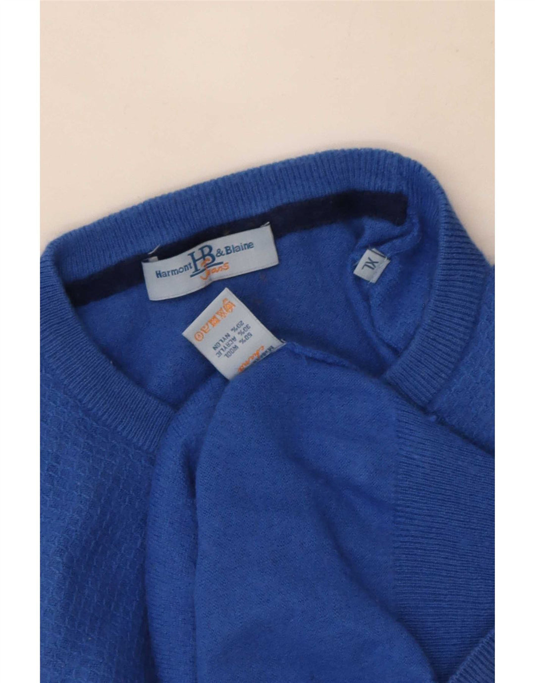 Harmont & Blaine Jersey de cuello redondo para hombre XL Lana azul