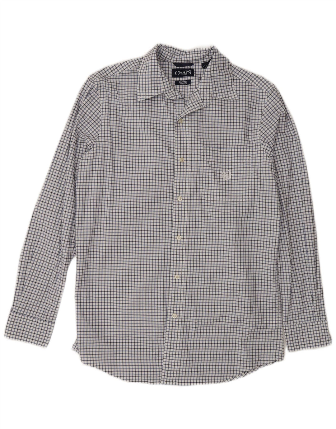 Chaps Camisa Oxford para hombre de algodón a cuadros blancos pequeños