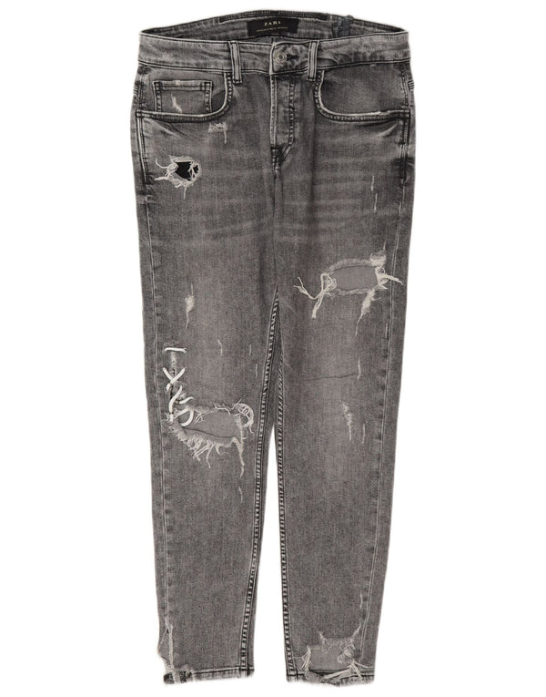 Zara Jeans ajustados desgastados para hombre EU 40 Medium W31 L28 Algodón gris