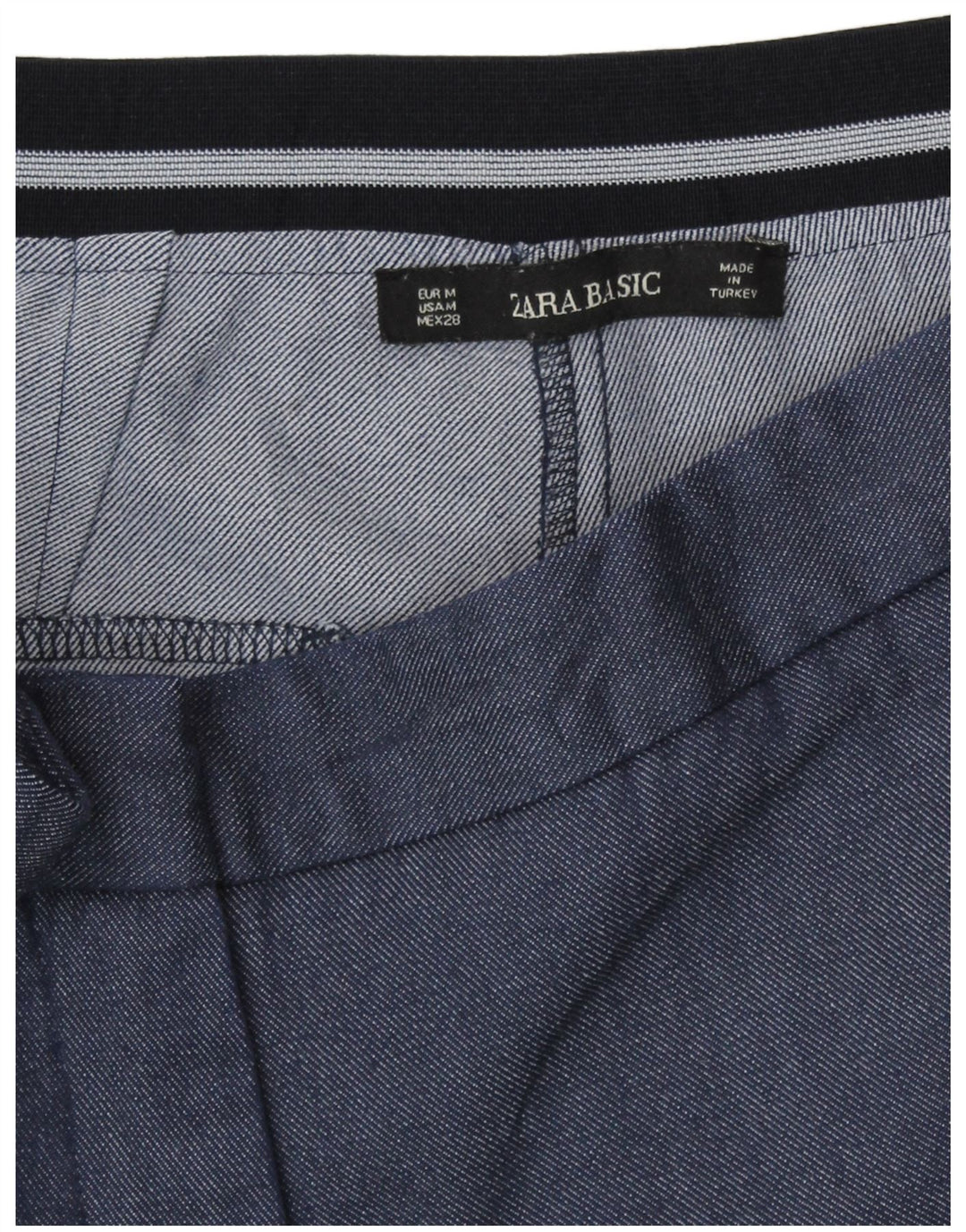 Zara Mujer Pantalón Chino Tapered Mediano W28 L27 Poliéster Azul