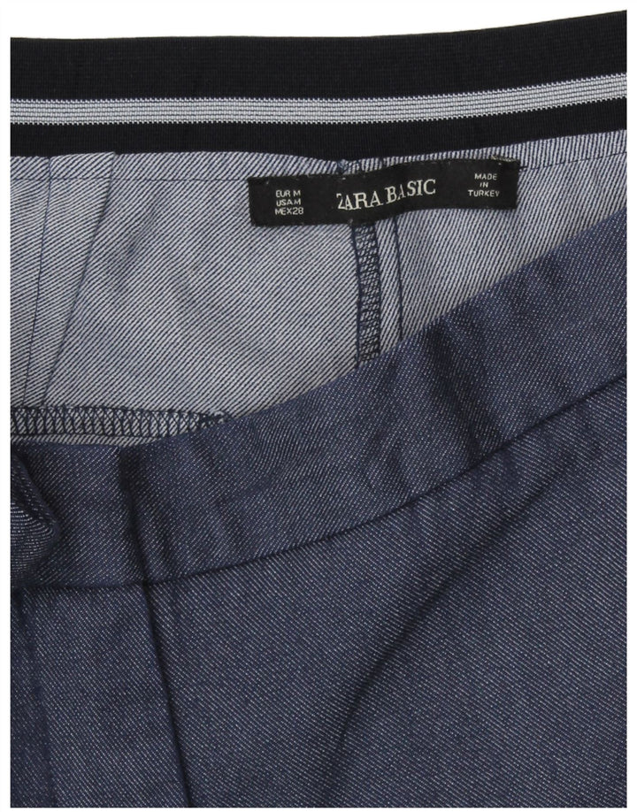 Zara Mujer Pantalón Chino Tapered Mediano W28 L27 Poliéster Azul