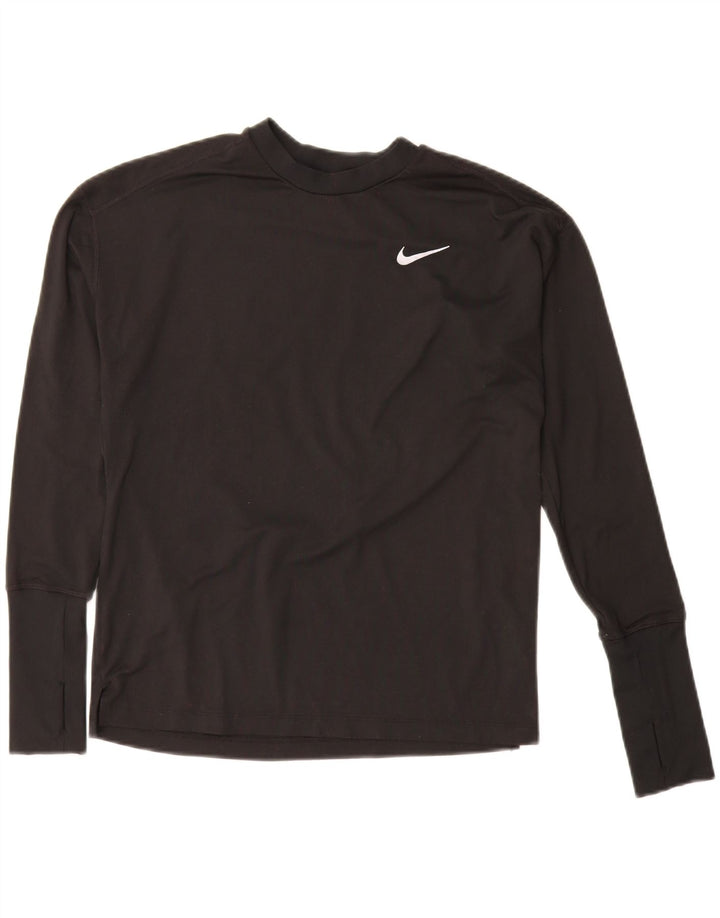 Nike Dri Fit - Camiseta extragrande de manga larga para mujer, talla S, poliéster negro