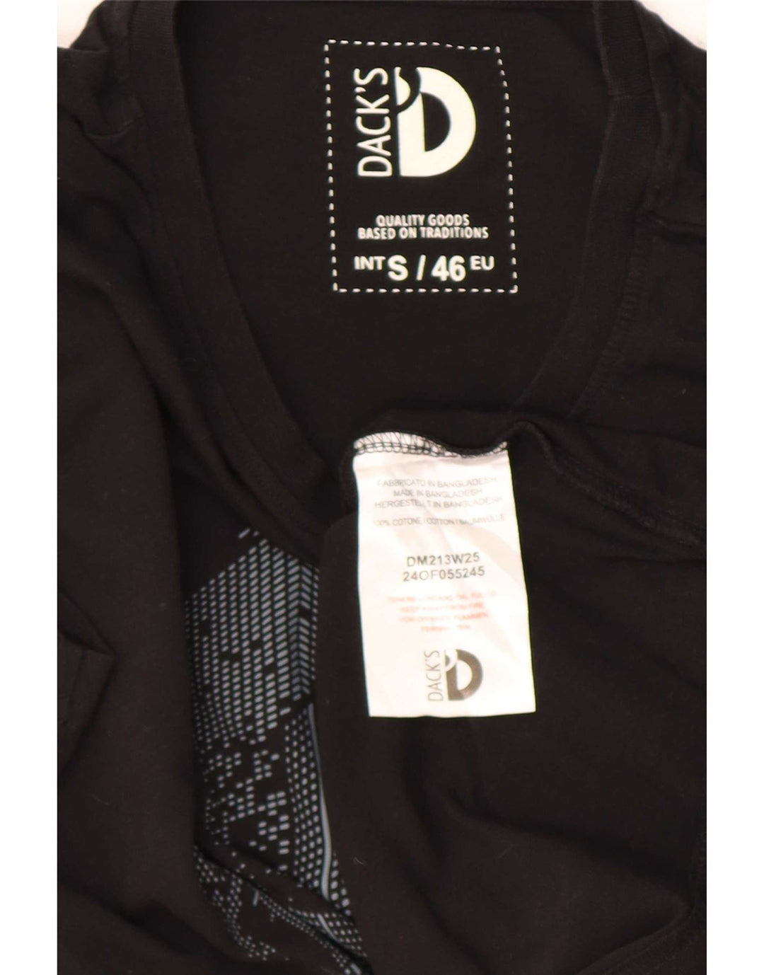 Dack's Camiseta gráfica para hombre Top pequeño de algodón negro