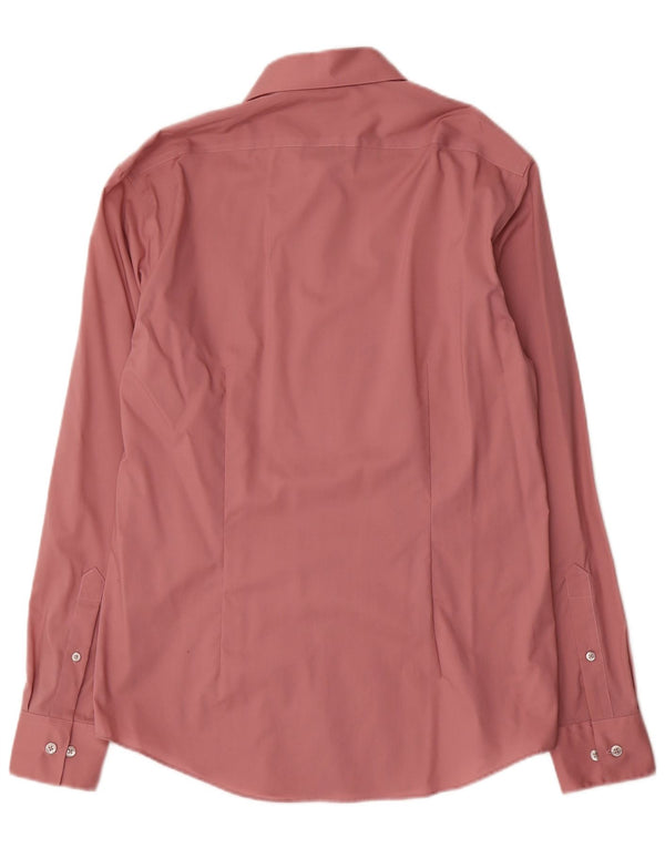 Camisa Calvin Klein Slim Fit para hombre Talla 40 15 3/4 Algodón rosa medio