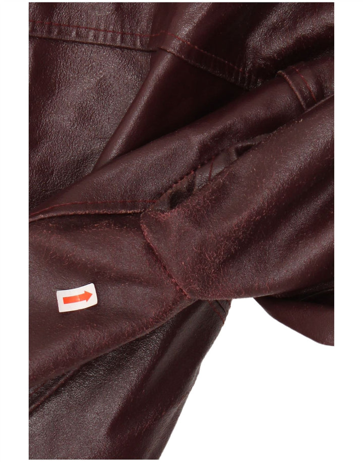 PLEASE Chaqueta de cuero para mujer UK 12 Medium Borgoña