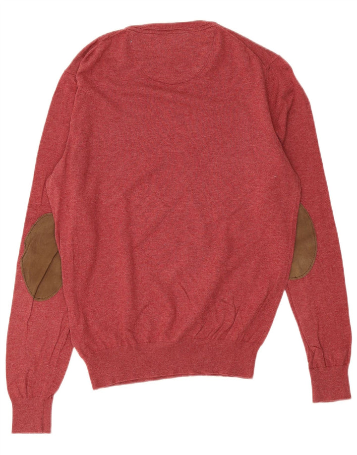 Jersey Massimo Dutti Hombre Cuello Pico Algodón Burdeos Medio