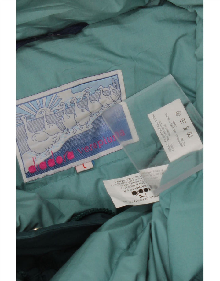 DIADORA Chaqueta acolchada extragrande con capucha para mujer UK 46 Large Blue Floral