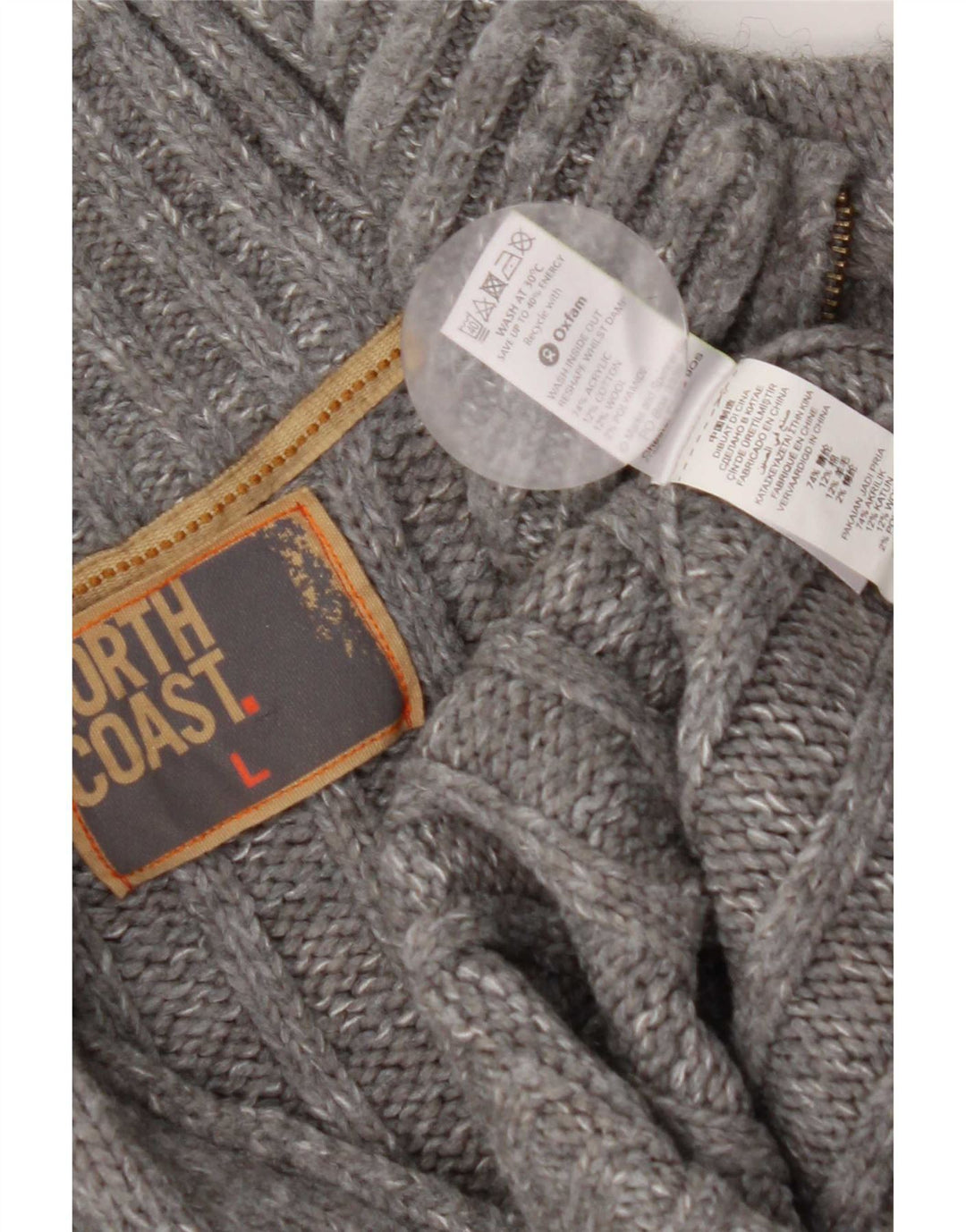 Marks & Spencer Jersey con cuello y cremallera para hombre, acrílico moteado gris grande
