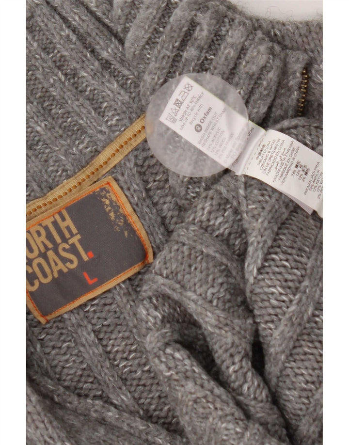 Marks & Spencer Jersey con cuello y cremallera para hombre, acrílico moteado gris grande