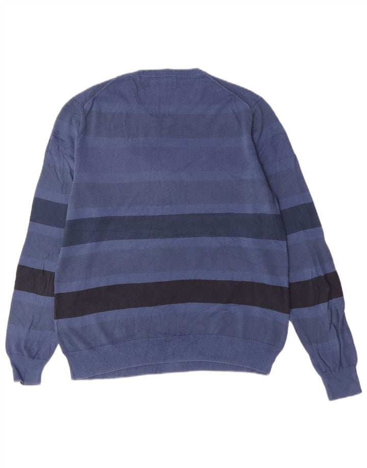 Kappa Hombre Jersey De Cuello Redondo Jersey De Algodón A Rayas Azul Pequeño