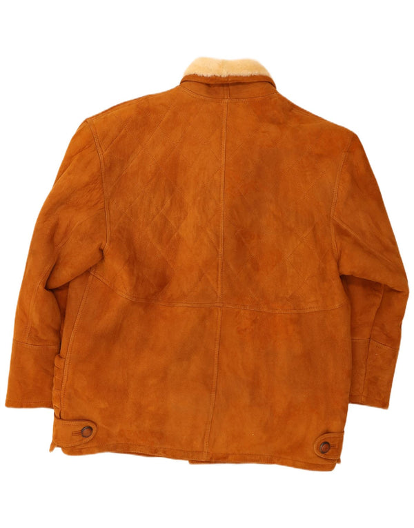 VINTAGE Chaqueta de piel de oveja para hombre IT 52 XL Marrón Shearling