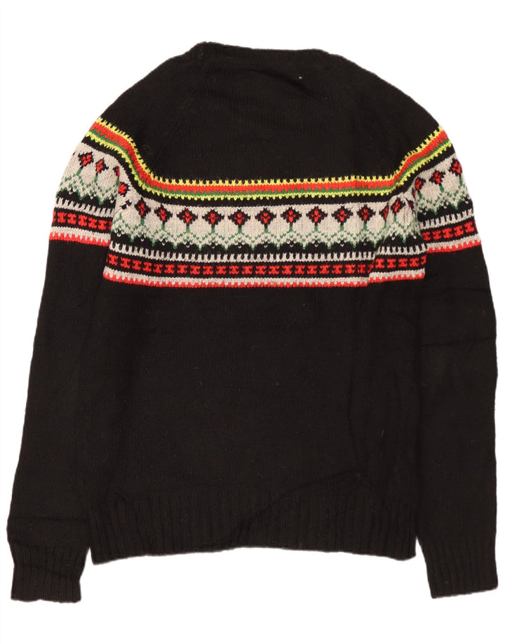 SUPERDRY Suéter tipo jersey con cuello redondo para hombre Acrílico Fair Isle negro mediano
