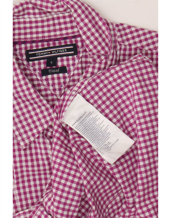 Tommy Hilfiger Camisa ajustada para mujer US 6 Medio Púrpura Gingham Algodón