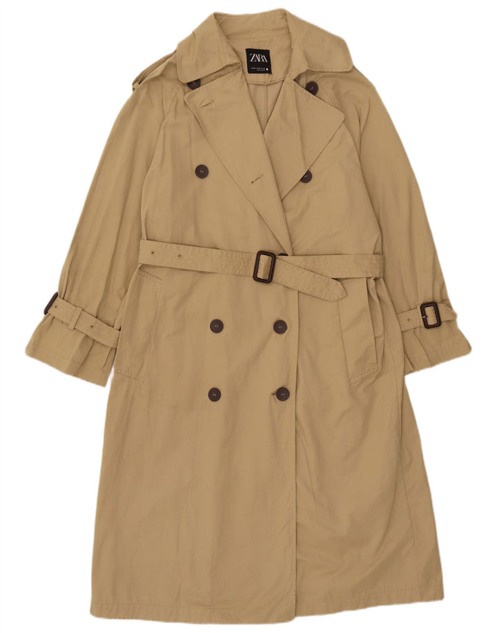 Zara Mujer Gabardina Extragrande UK 6 XS Poliéster Beige