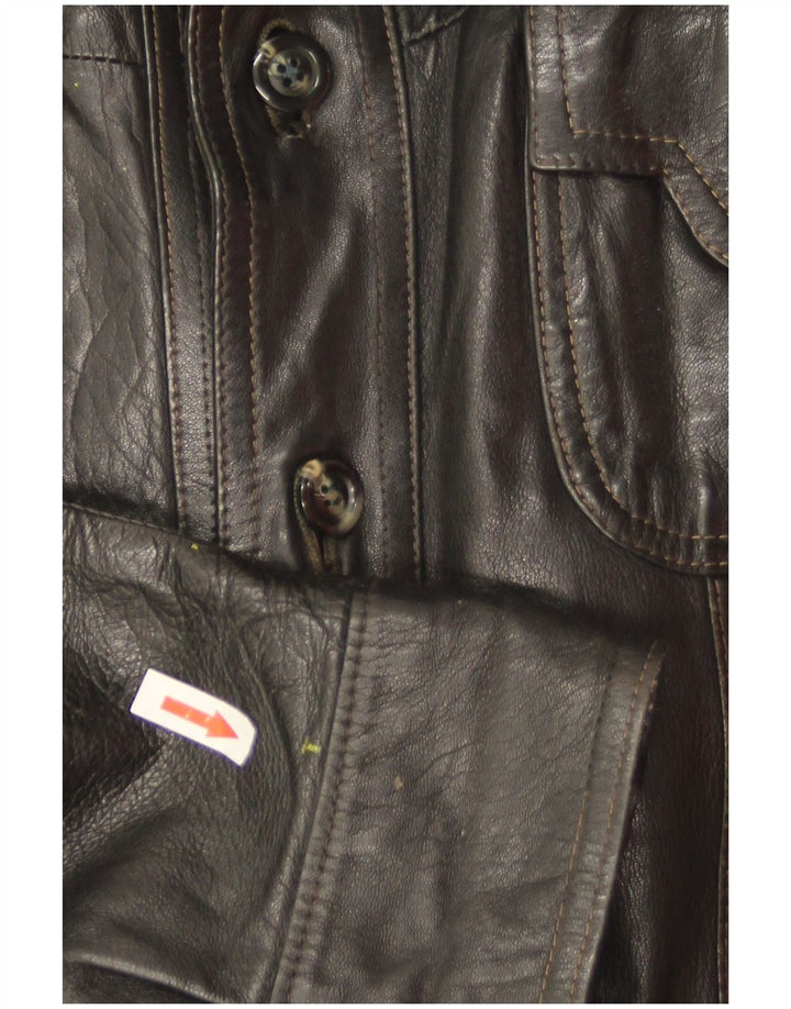 Vintage hombres chaqueta de cuero Reino Unido 36 pequeño negro