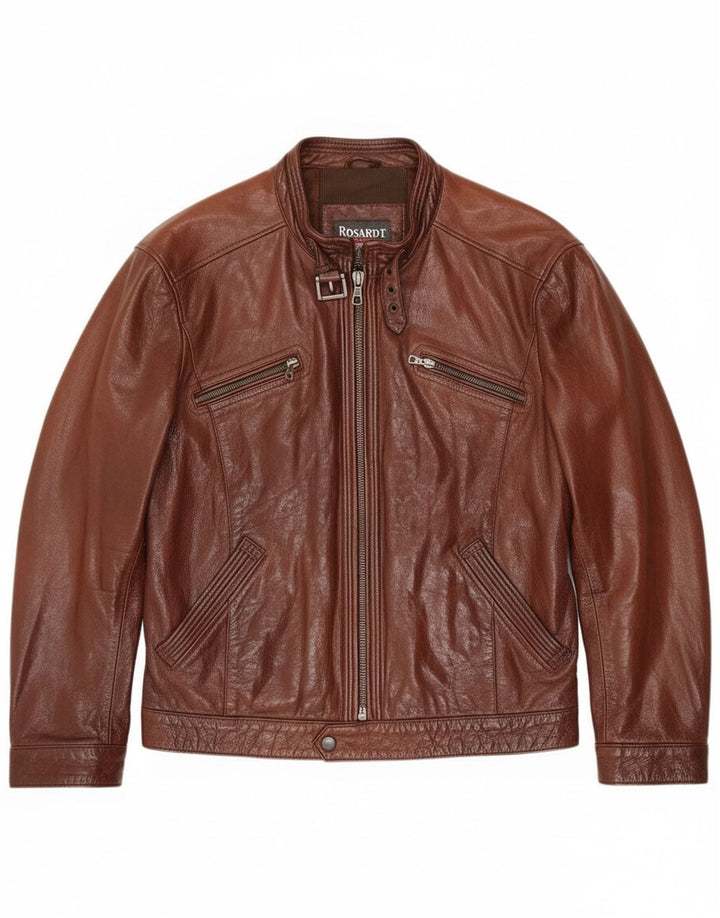 Vintage chaqueta de cuero para hombre Reino Unido 38 cuero marrón medio