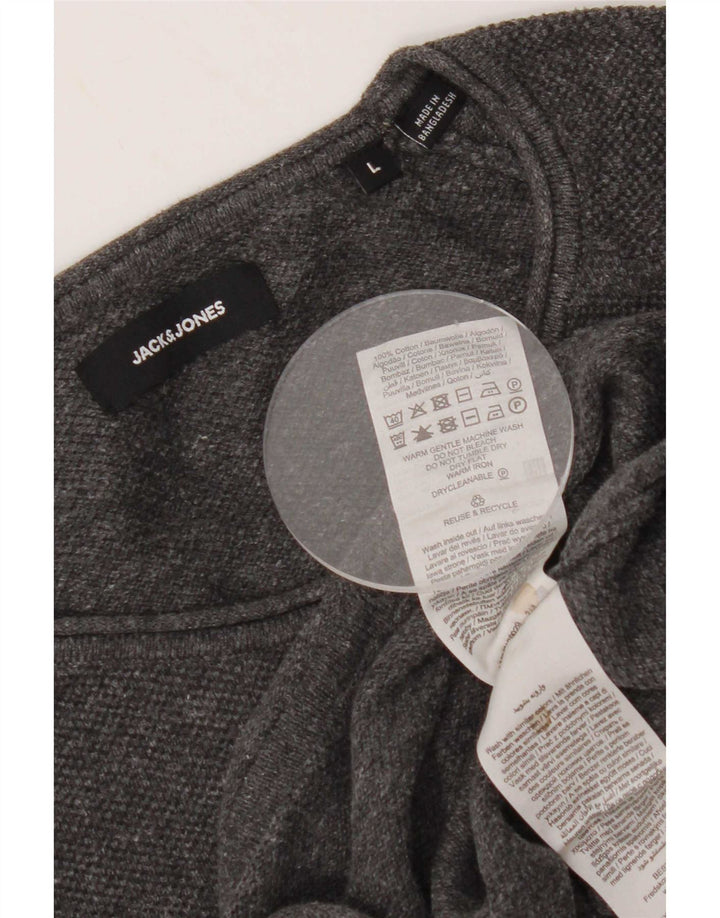 Jack & Jones Hombre Top Manga Larga Grande Gris Algodón