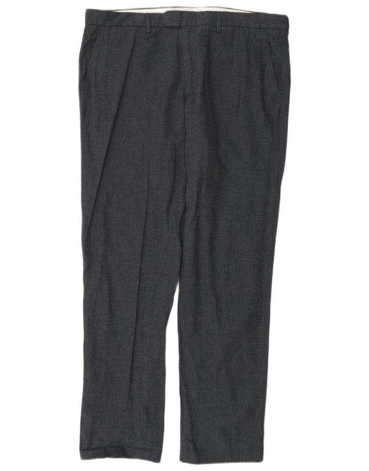 J. CREW Pantalón de traje recto BOWERY para hombre W36 L32 Lino azul marino