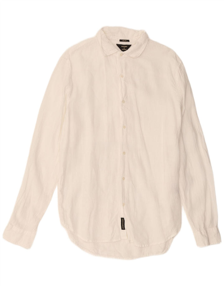 Camisa Superdry Hombre XL Lino Blanco