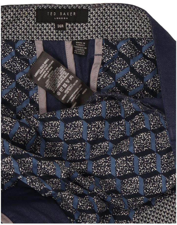 Pantalones de traje ajustados para hombre de Ted Baker W36 L28 Poliéster azul marino