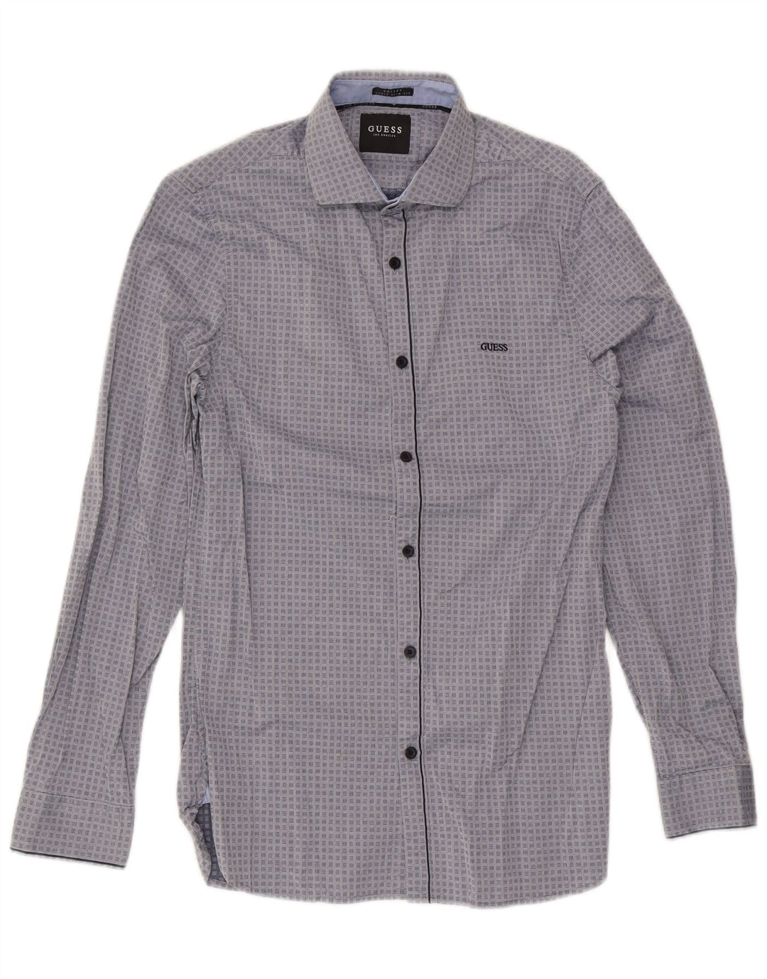 Guess Camisa Valley Super Slim Fit De Algodón Geométrico Gris Medio Hombre