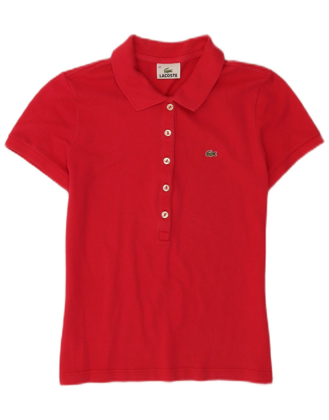 Polo Lacoste de manga corta para mujer talla 40 algodón rojo mediano