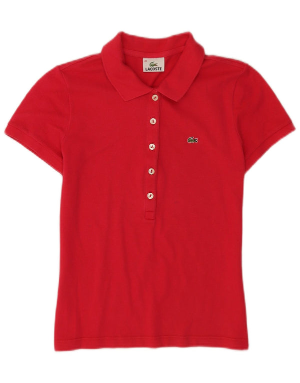 Polo Lacoste de manga corta para mujer talla 40 algodón rojo mediano