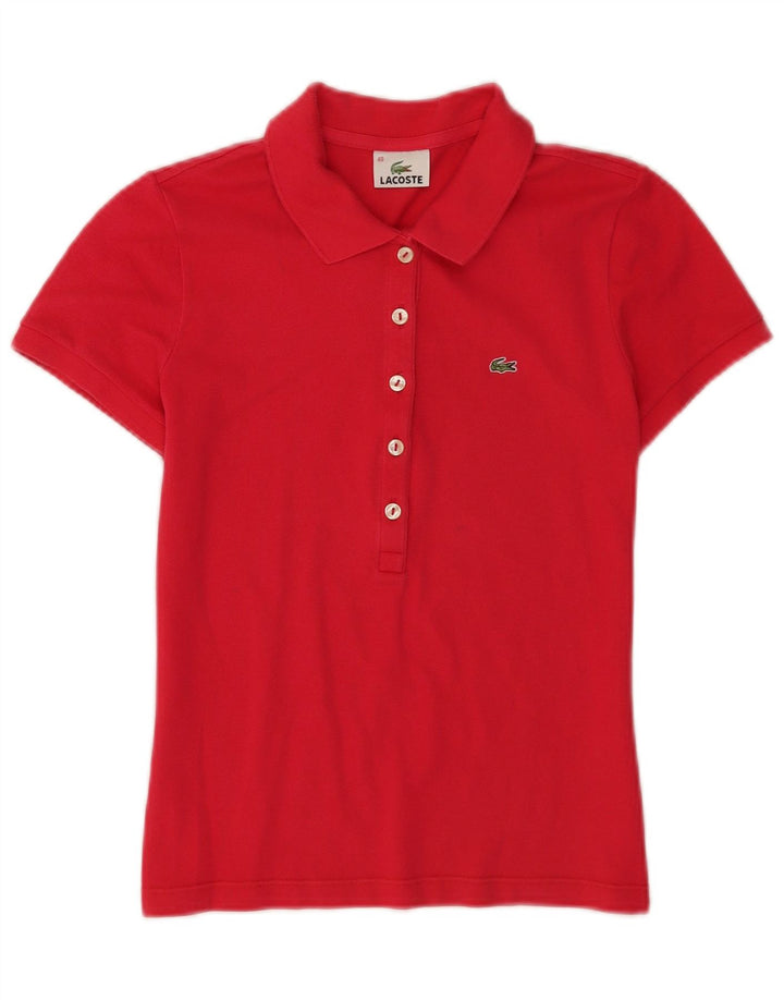 Polo Lacoste de manga corta para mujer talla 40 algodón rojo mediano
