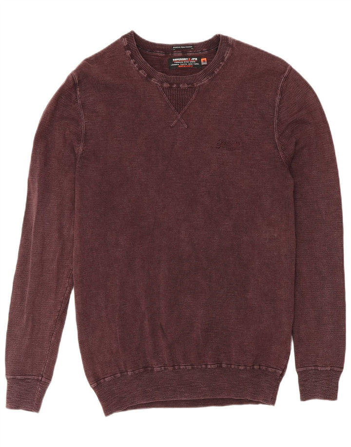 Superdry Hombre Sudadera Jumper Medium Borgoña Algodón