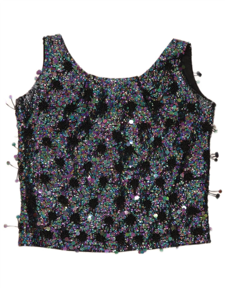MA CHERIE Blusa corta sin mangas para mujer IT 42 Medium Black Colourblock