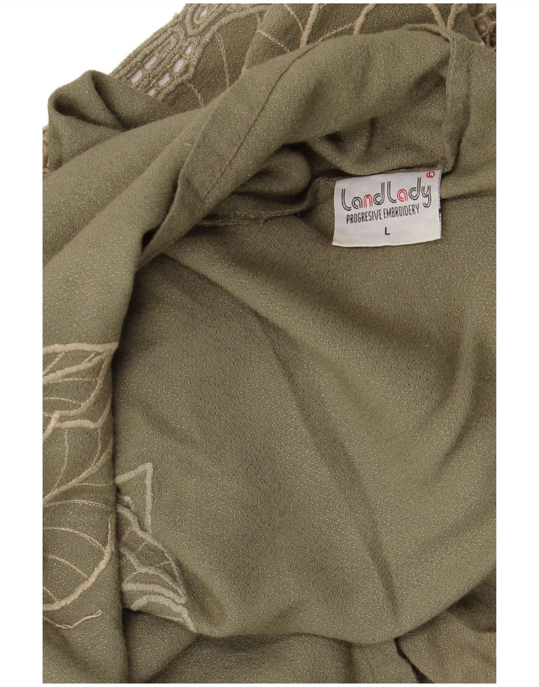 Vintage mujer blusa Top Reino Unido 16 grande caqui floral rayón