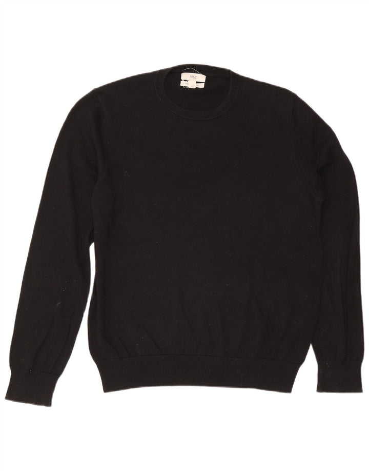 Marks & Spencer - Jersey de cuello redondo para hombre, talla grande, algodón negro