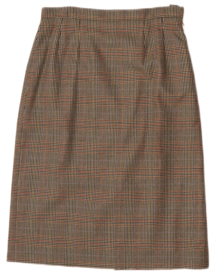 Aquascutum Falda Recta Para Mujer W32 Grande Marrón Pata De Gallo