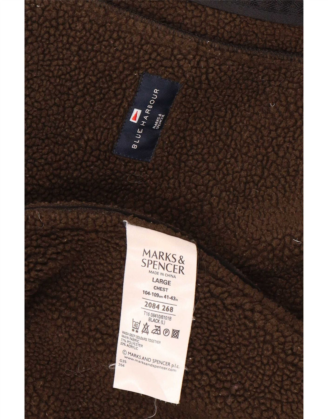 Marks & Spencer Chaqueta Sherpa Azul Harbor para Hombre UK 40 Grande Poliéster Negro