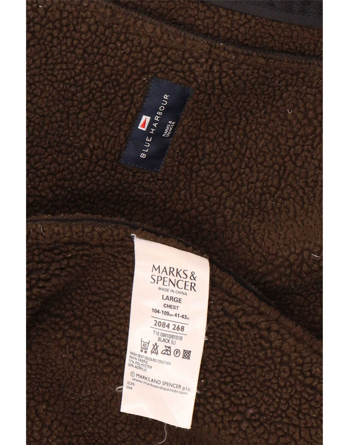 Marks & Spencer Chaqueta Sherpa Azul Harbor para Hombre UK 40 Grande Poliéster Negro