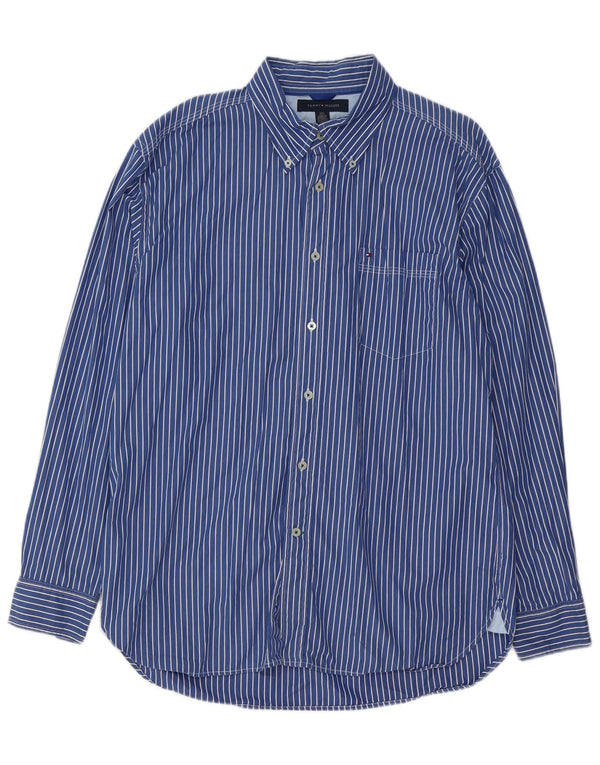 TOMMY HILFIGER Camisa para hombre Grande Azul Rayas Algodón 80s