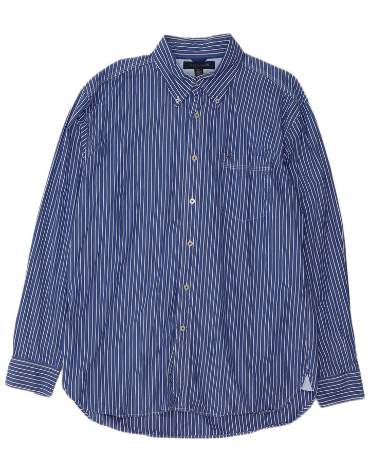 TOMMY HILFIGER Camisa para hombre Grande Azul Rayas Algodón 80s