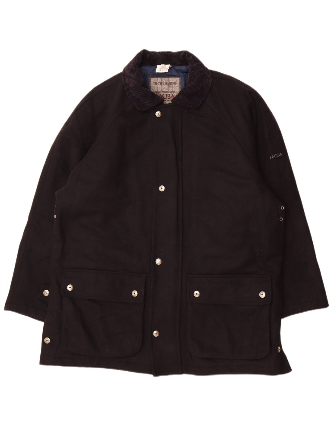 Abrigo para hombre Faciba IT 50 grande lana azul marino
