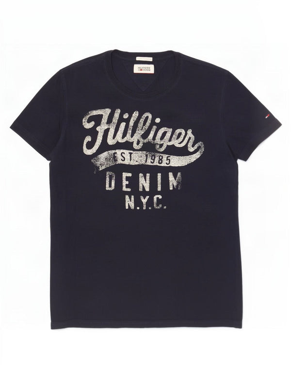 Tommy Hilfiger - Camiseta gráfica para hombre, talla grande, algodón azul marino