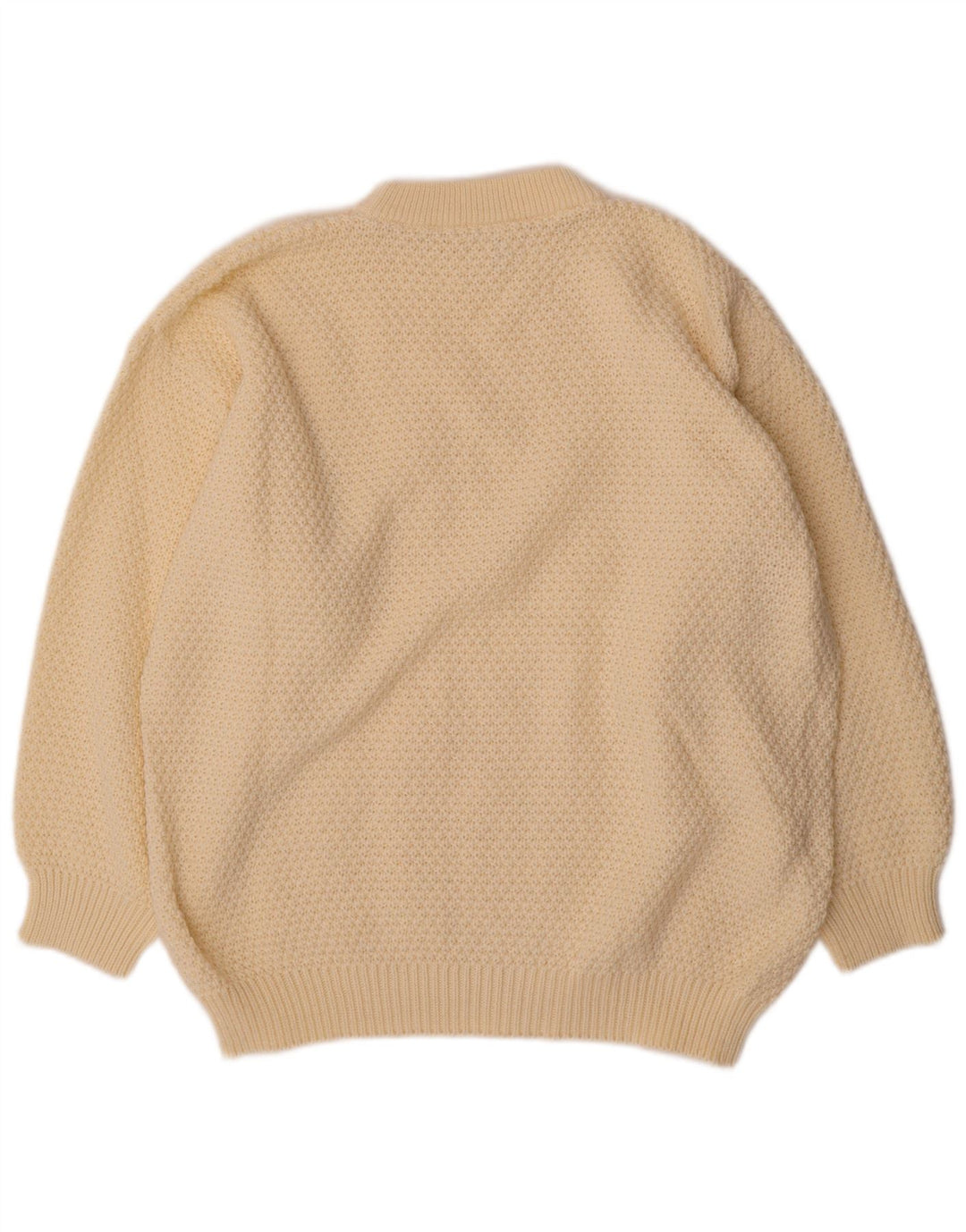 VINTAGE Suéter de cuello redondo para mujer Reino Unido 20 2XL Poliacrílico blanco apagado