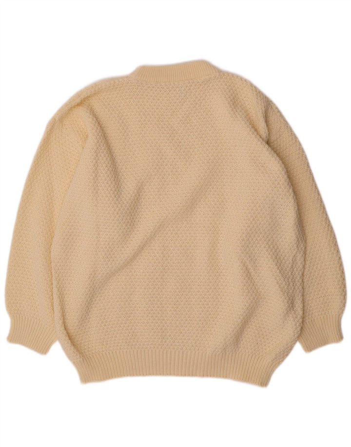 VINTAGE Suéter de cuello redondo para mujer Reino Unido 20 2XL Poliacrílico blanco apagado