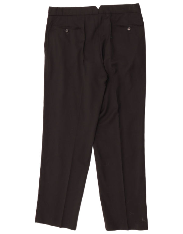 Marks & Spencer Pantalón chino recto para hombre W36 L31 Lana virgen negra
