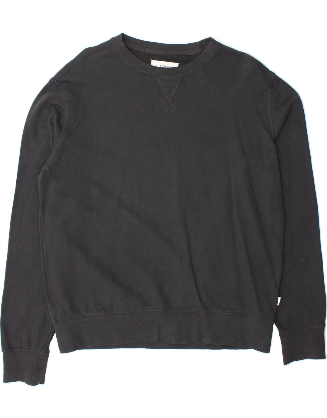 MARKS & SPENCER Mens Sweatshirt Jumper Medium Grey Cotton Vintage Marks & Spencer and Second-Hand Marks & Spencer from Messina Hembry 