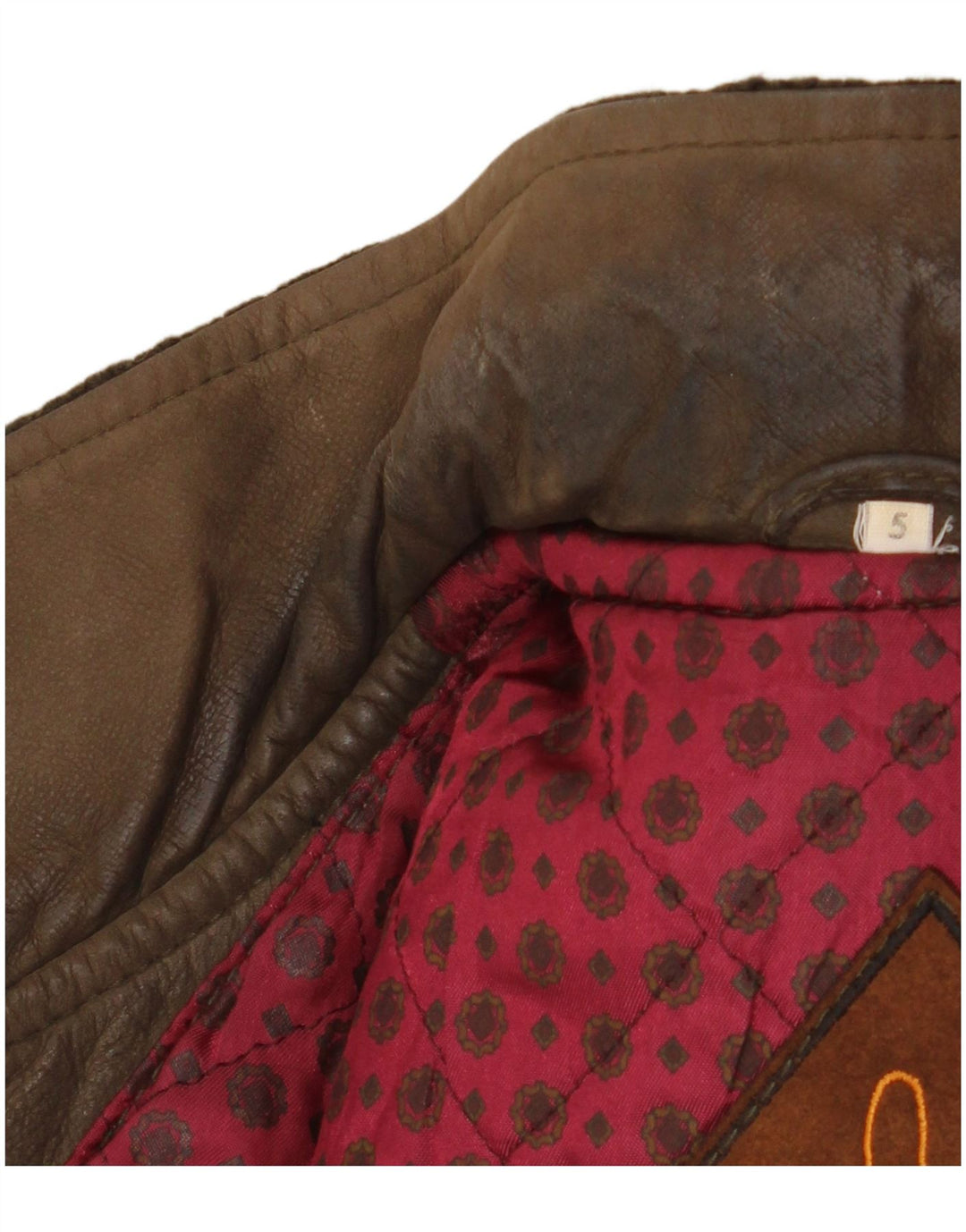 Vintage hombres punto chaqueta de cuero Reino Unido 42 XL Caqui Colorblock Clásico