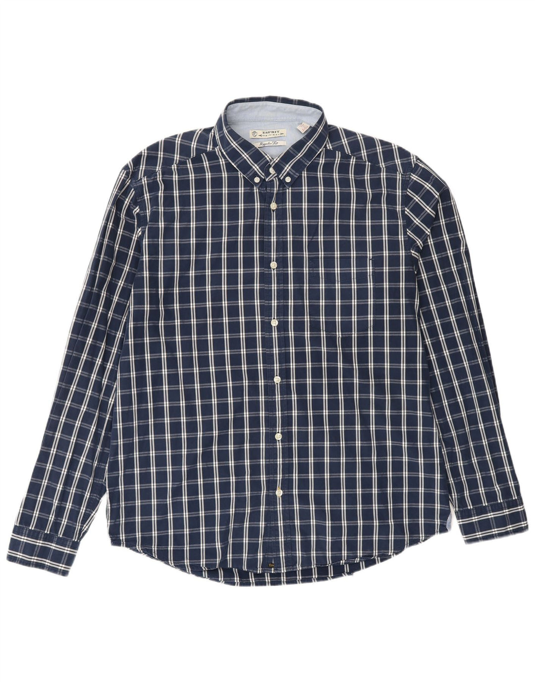 ESPRIT Camisa de hombre XL Azul marino Cuadros Algodón