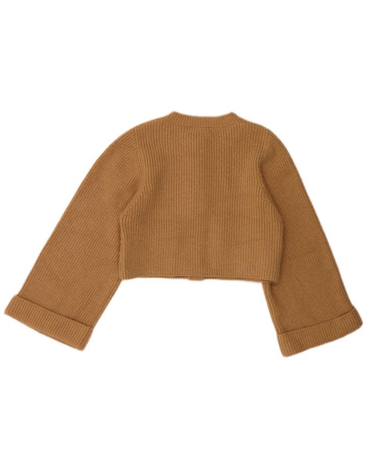Zara Mujer Crop Cardigan Suéter UK 12 Medium Beige