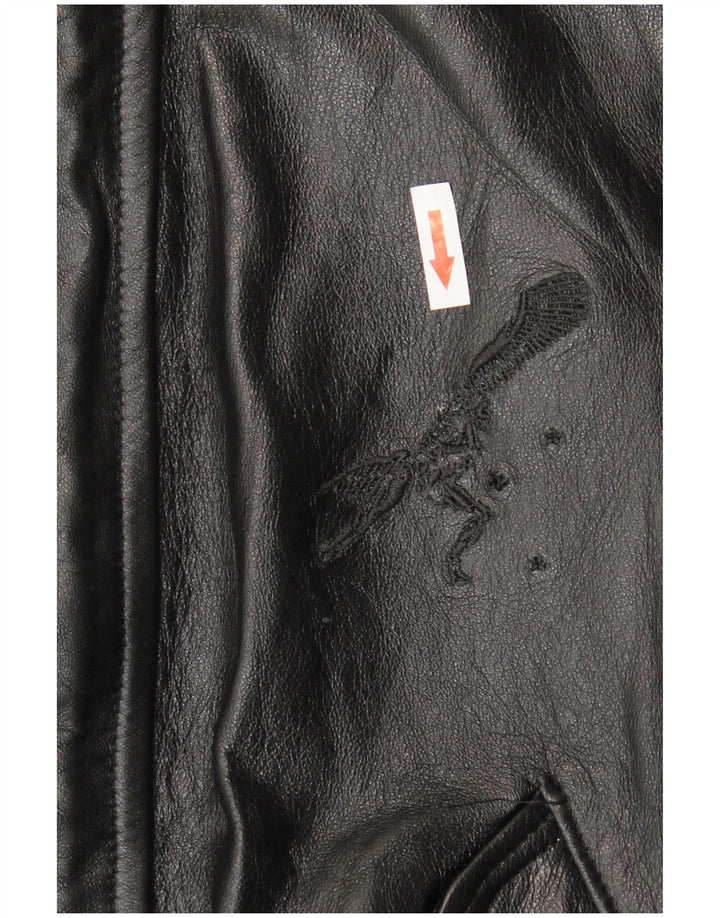 VINTAGE Chaqueta de cuero para hombre Reino Unido 36 Pequeño cuero negro