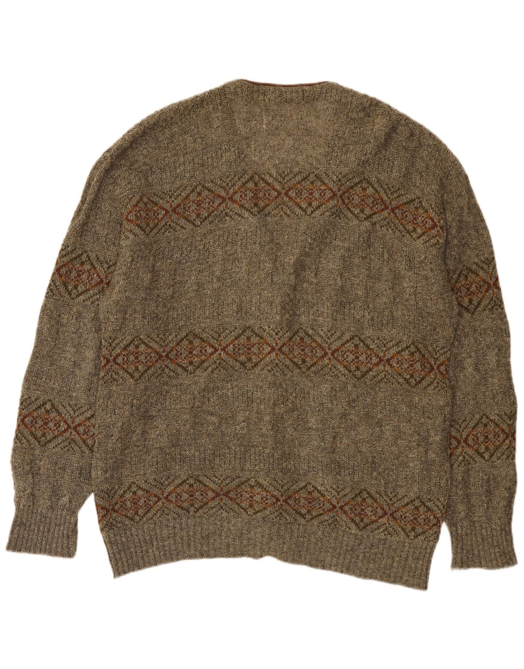 St Michael - Cárdigan para hombre, talla XL, lana geométrica caqui