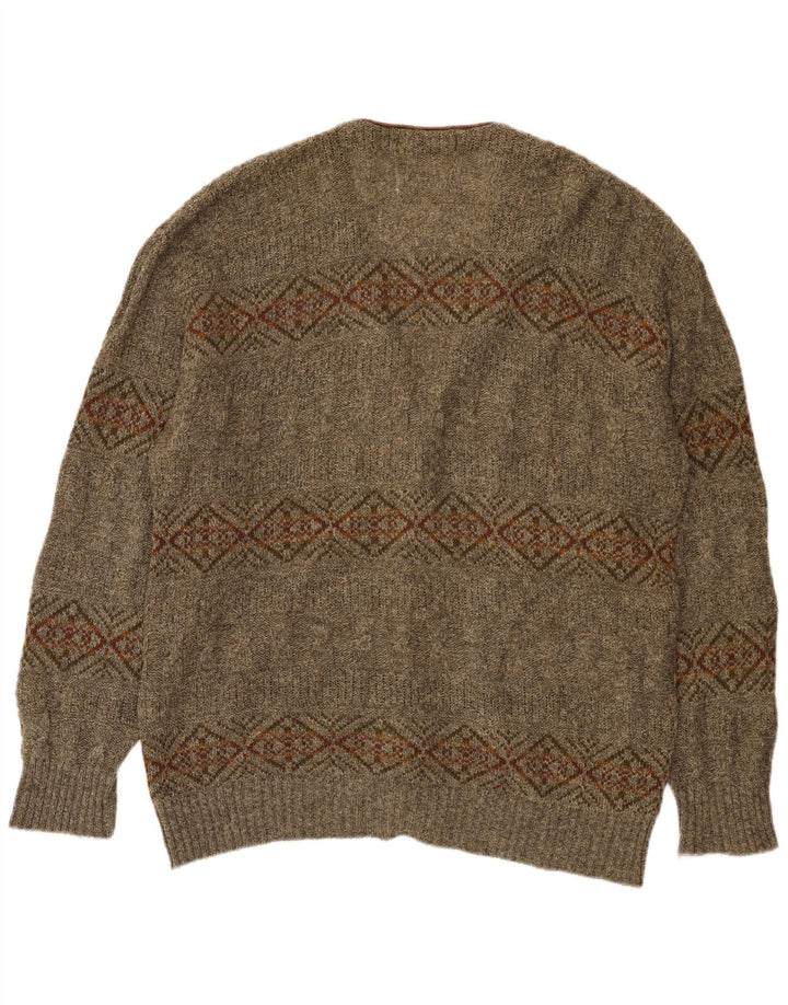St Michael - Cárdigan para hombre, talla XL, lana geométrica caqui