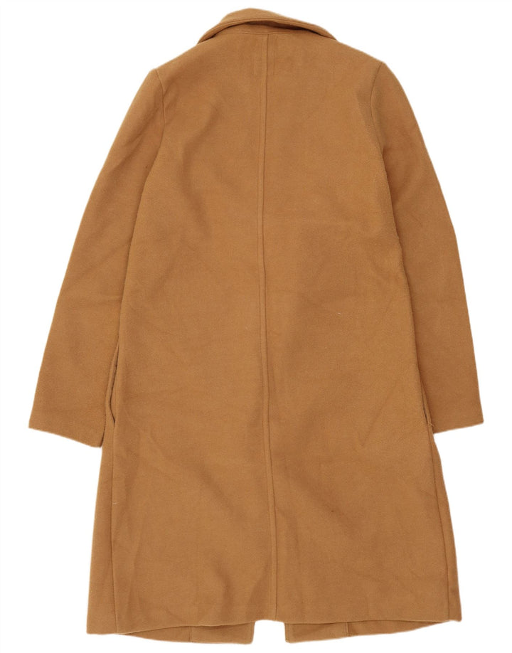 Zara Mujer Abrigo Abierto UK 10 Small Marrón Poliéster